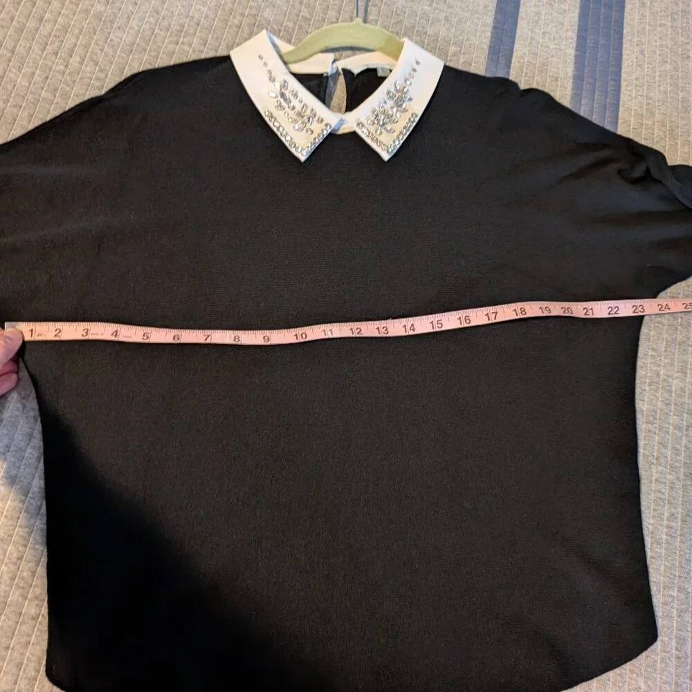 Sioni black jeweled sweater size M - Picture 6 of 12